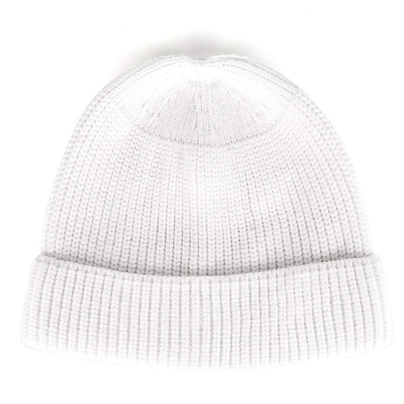 MaxNova Knit Cuff Short Fisherman Beanie Hat for Men Women Winter (2pack White/Bright Orange) - Image 3